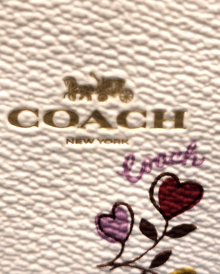 New Coach Heart Print Corner Strap Wristlet