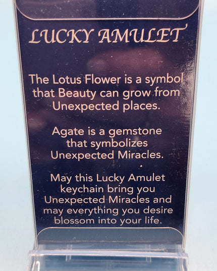 New Lucky Amulet Agate Keychain for Miracles with a Lotus Flower for Beautiful Growth