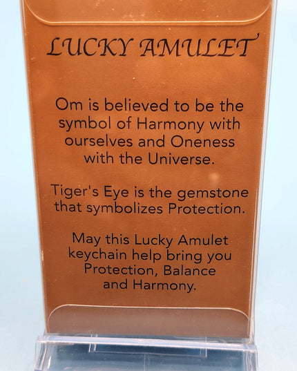 New Luckey Amulet Tiger's Eye Keychain for Protection with Om for Harmony