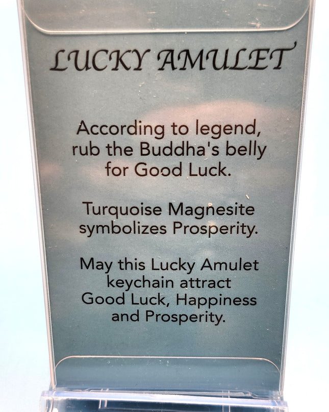 New Lucky Amulet Turquoise Magnesite Keychain with Buddha for Good Luck