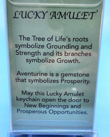 New Aventurine Lucky Amulet Keychain for Prosperity with Tree of Life for Grounding/Strength