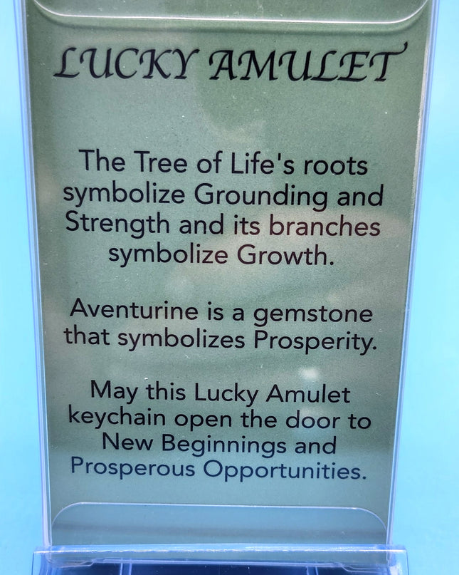 New Aventurine Lucky Amulet Keychain for Prosperity with Tree of Life for Grounding/Strength