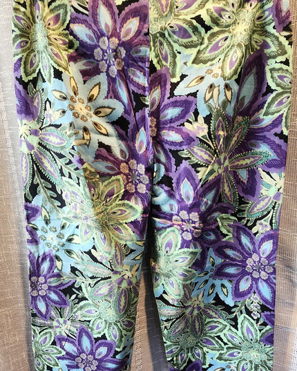 Vintage Y2k Bamboo Traders Vibrant Jewel Tone Floral Paisley Capri