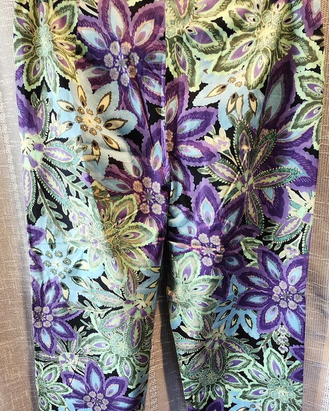 Vintage Y2k Bamboo Traders Vibrant Jewel Tone Floral Paisley Capri