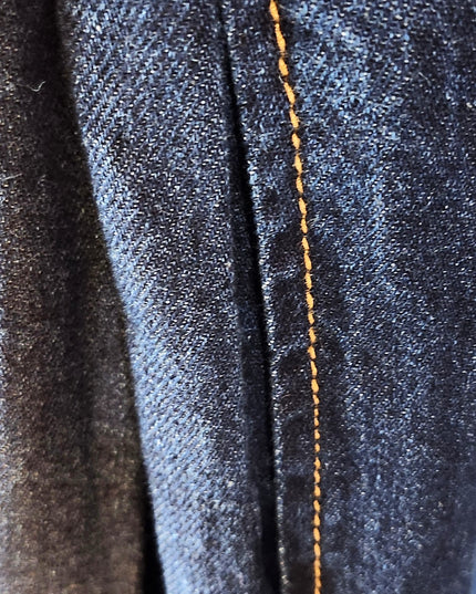 New Ava & Viv Dark Denim Button Front Tie Waist Dress with Tiered Hem