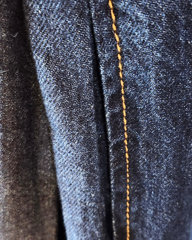 New Ava & Viv Dark Denim Button Front Tie Waist Dress with Tiered Hem