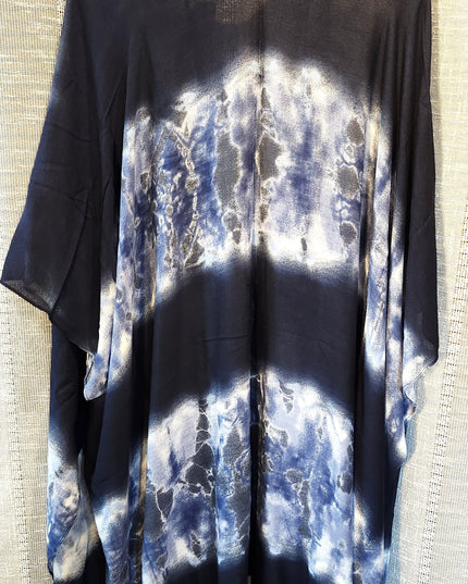 NWOT Time & Try Navy Blue Tie Dye Design Lightweight Kimono Cardigan