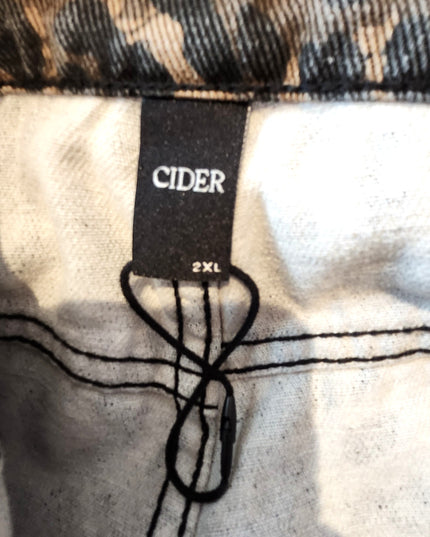 Cider Leopard Print Wide Leg Denim Bib Cargo Overalls