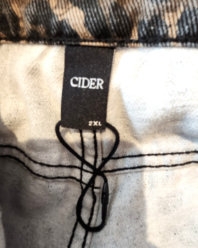Cider Leopard Print Wide Leg Denim Bib Cargo Overalls