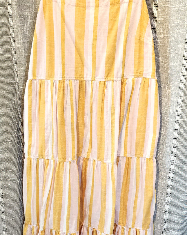 Free Assembly Striped Sundress with Elastic Shirred Back Panel & Pockets