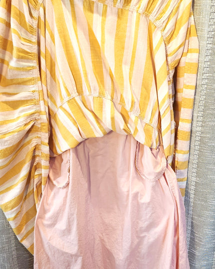 Free Assembly Striped Sundress with Elastic Shirred Back Panel & Pockets