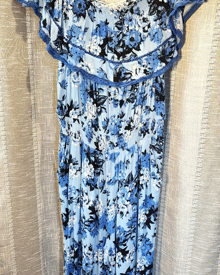 Sofia Jeans by Sofia Vergara One Piece Blue Floral Off the Shoulder Summer Wide Leg Jumpsuit