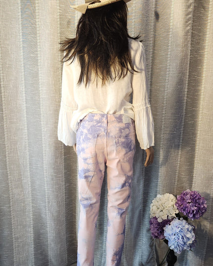 Levi's 721 High Rise Tie Dye Purple & Pink Skinny Ankle Denim Jeans