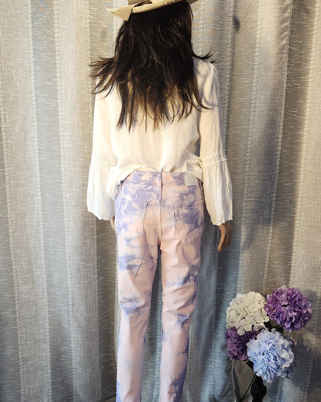 Levi's 721 High Rise Tie Dye Purple & Pink Skinny Ankle Denim Jeans