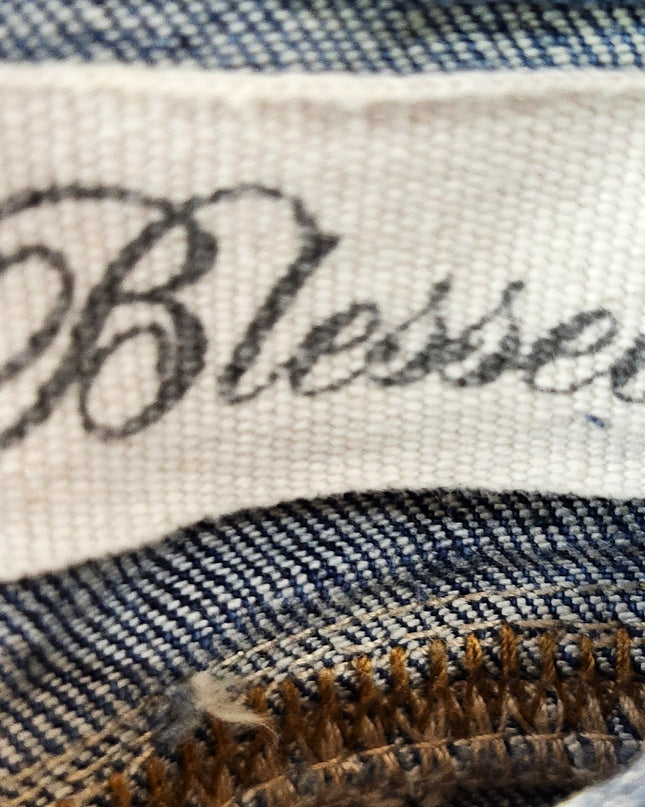 Vintage Y2k Cowgirl Tuff Co. "Blessed" Series Cross Embroidered Light Wash Jeans