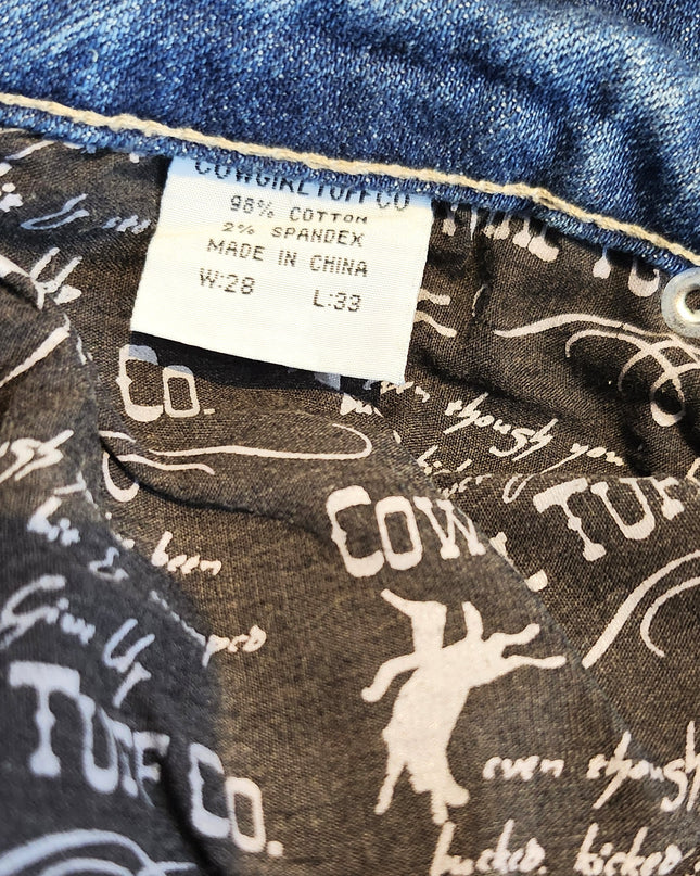 Vintage Y2k Cowgirl Tuff Co. "Blessed" Series Cross Embroidered Light Wash Jeans