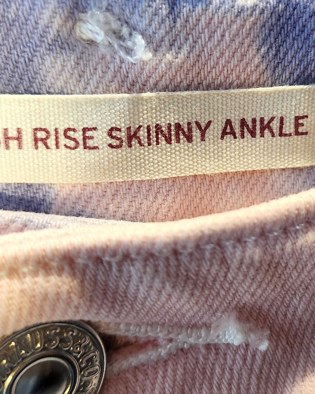 Levi's 721 High Rise Tie Dye Purple & Pink Skinny Ankle Denim Jeans