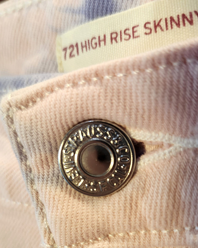 Levi's 721 High Rise Tie Dye Purple & Pink Skinny Ankle Denim Jeans