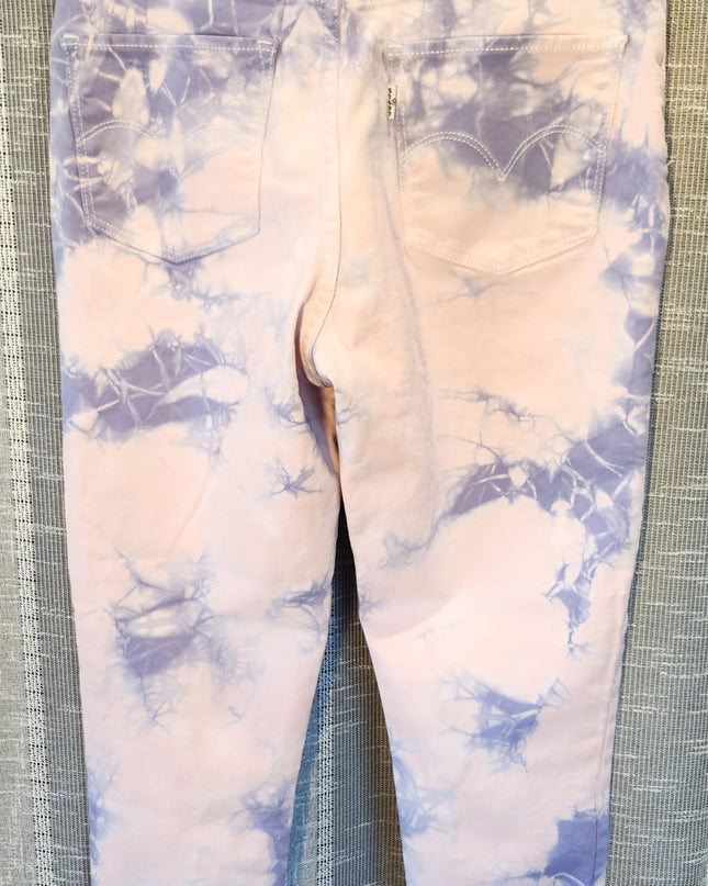 Levi's 721 High Rise Tie Dye Purple & Pink Skinny Ankle Denim Jeans