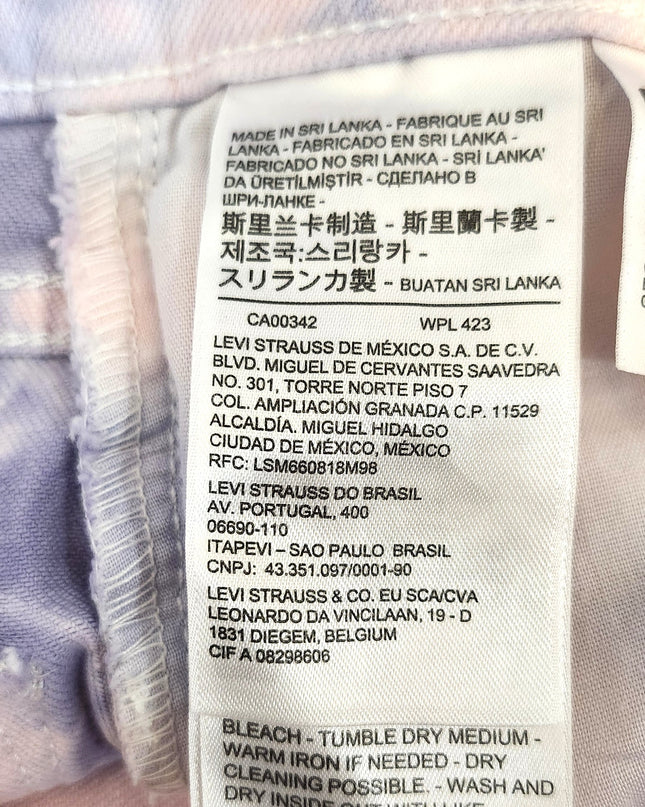 Levi's 721 High Rise Tie Dye Purple & Pink Skinny Ankle Denim Jeans