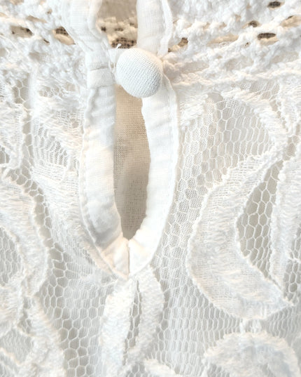 Anthropologie Vintage Inspired Solitaire by Ravi Khosla White Lace Boho Crochet Mini Shift Dress
