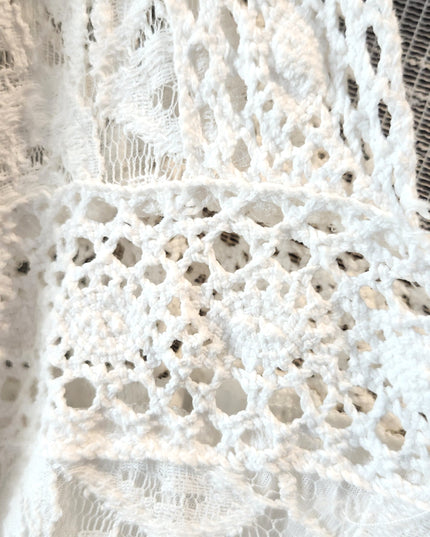 Anthropologie Vintage Inspired Solitaire by Ravi Khosla White Lace Boho Crochet Mini Shift Dress