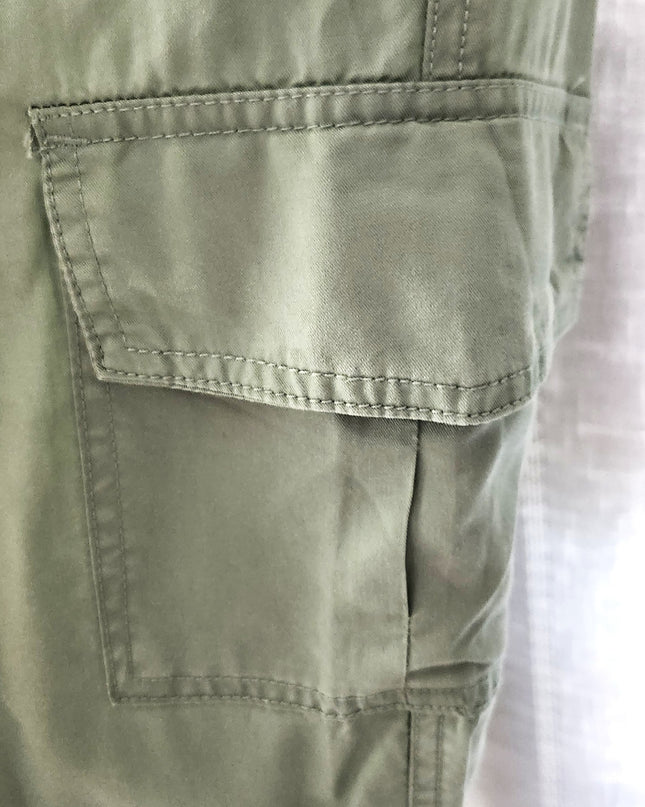 New Hunter and Brown Sage Green Relaxed Utility Cargo Pants with Back Elastic Band