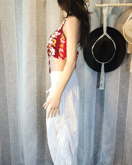 NEW Zury Collection Boutique 100% Cotton Ruffled Pantaloon Harem Pants
