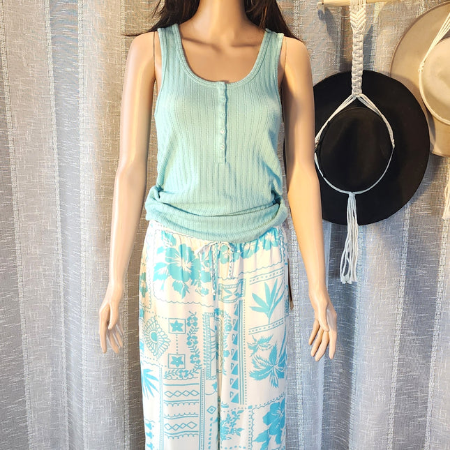 New Sisstrevolution Welcome to Paradise Indie Hoffman Collection Sea Salt Tropical Print Pants