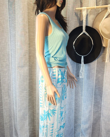 Gap Ribbed Henley Aqua/Turquoise Tank Top