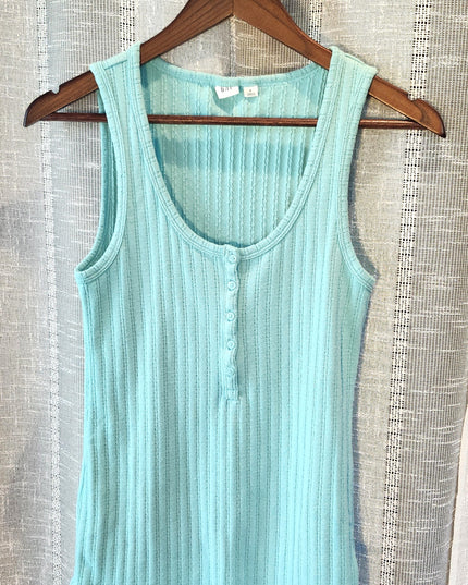 Gap Ribbed Henley Aqua/Turquoise Tank Top