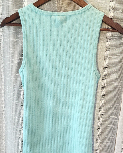 Gap Ribbed Henley Aqua/Turquoise Tank Top