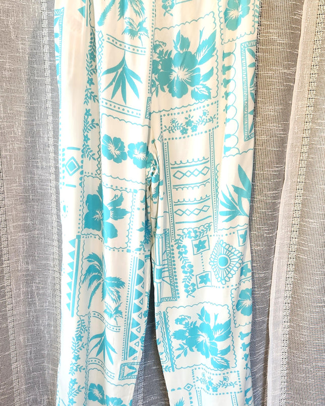 New Sisstrevolution Welcome to Paradise Indie Hoffman Collection Sea Salt Tropical Print Pants