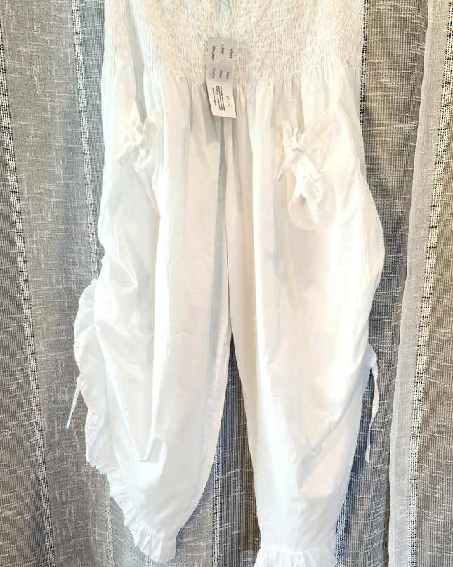 NEW Zury Collection Boutique 100% Cotton Ruffled Pantaloon Harem Pants