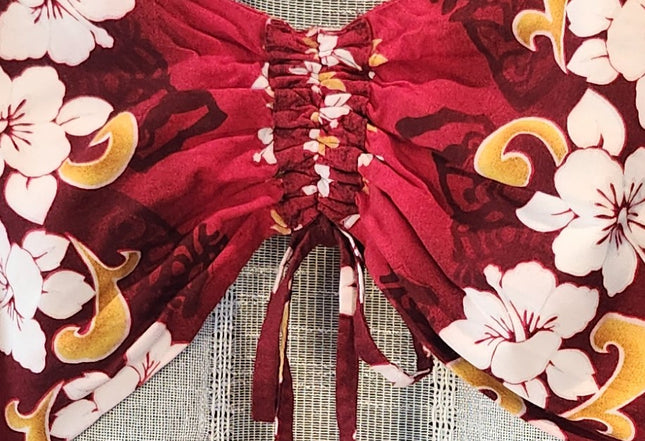 Vintage Y2k Royal Creations Coconut Girl Hibiscus Print Rayon Bandeau Wrap Top