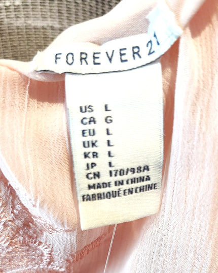 New Forever 21 Blush Pink Embroidered Ruffle Chiffon High Low Dress