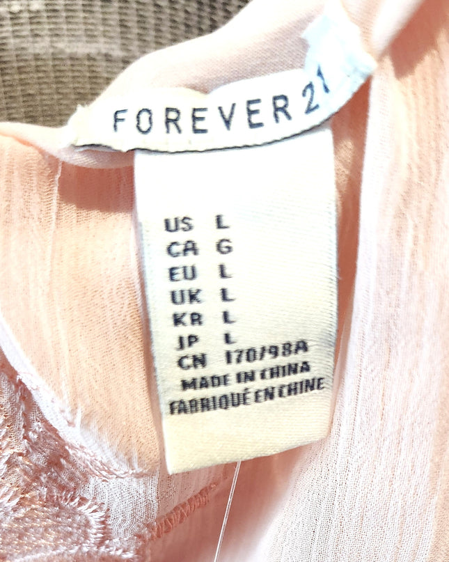 New Forever 21 Blush Pink Embroidered Ruffle Chiffon High Low Dress