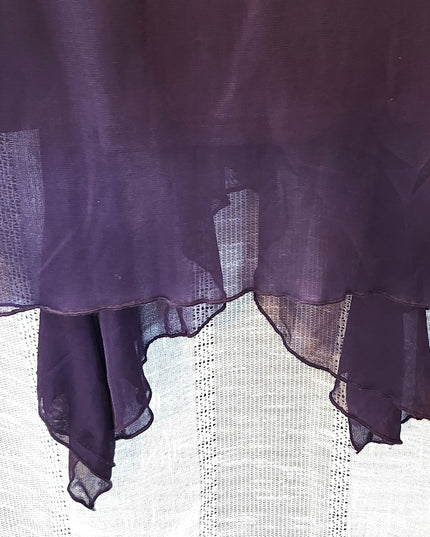 Vintage Y2k Teeze Me Purple Floral Beaded Midi Dress with Asymmetric Hemline and Cowl Back ress