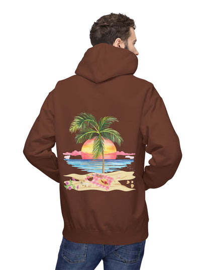 Hibiscus Hippie Designed Paradise Palm Hoodie — "Peace Love & Paradise" - Melbourne Beach Florida Sunrise Pullover