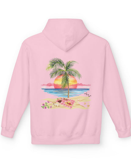 Hibiscus Hippie Designed Paradise Palm Hoodie — "Peace Love & Paradise" - Melbourne Beach Florida Sunrise Pullover