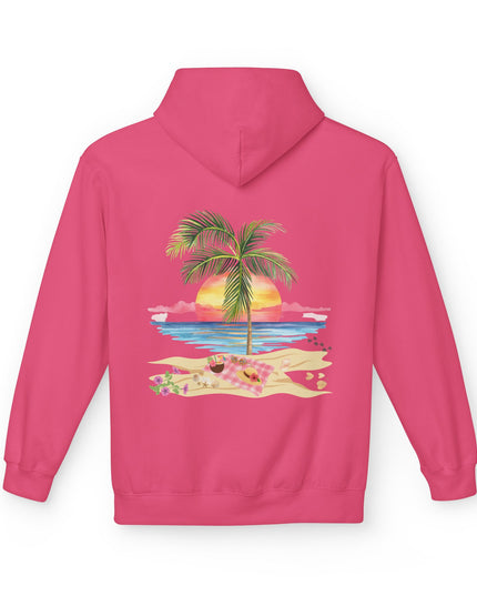Hibiscus Hippie Designed Paradise Palm Hoodie — "Peace Love & Paradise" - Melbourne Beach Florida Sunrise Pullover