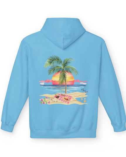 Hibiscus Hippie Designed Paradise Palm Hoodie — "Peace Love & Paradise" - Melbourne Beach Florida Sunrise Pullover