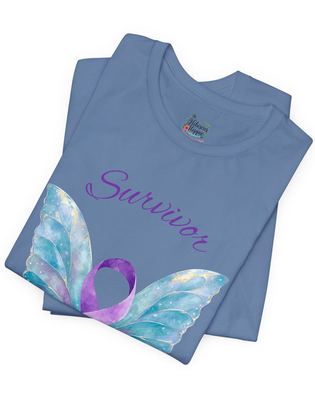 Domestic Violence Awareness Shirt | Survivor Teal and Purple Ribbon Butterfly Tee | Abuse Survivor Gift, Transformation in Progress Graphic T-Shirt, Empowering Healing Support Clothing