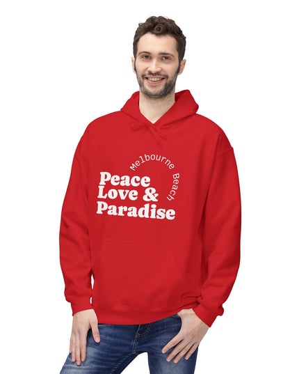 Hibiscus Hippie Designed Paradise Palm Hoodie — "Peace Love & Paradise" - Melbourne Beach Florida Sunrise Pullover