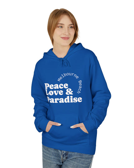 Hibiscus Hippie Designed Paradise Palm Hoodie — "Peace Love & Paradise" - Melbourne Beach Florida Sunrise Pullover