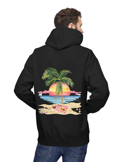 Hibiscus Hippie Designed Paradise Palm Hoodie — "Peace Love & Paradise" - Melbourne Beach Florida Sunrise Pullover