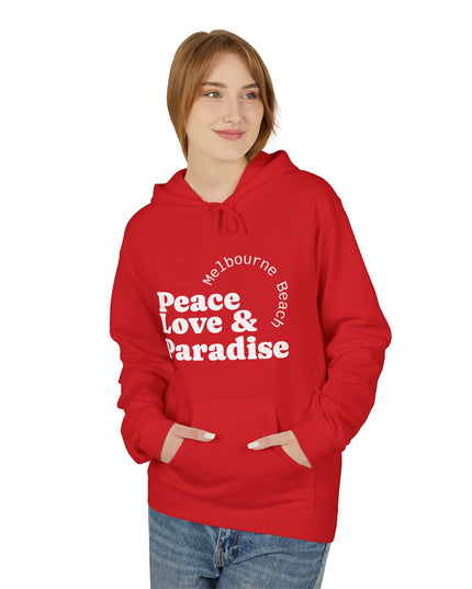 Hibiscus Hippie Designed Paradise Palm Hoodie — "Peace Love & Paradise" - Melbourne Beach Florida Sunrise Pullover