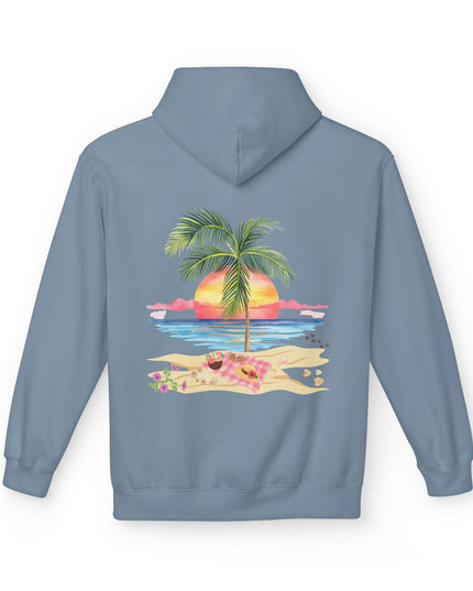 Hibiscus Hippie Designed Paradise Palm Hoodie — "Peace Love & Paradise" - Melbourne Beach Florida Sunrise Pullover