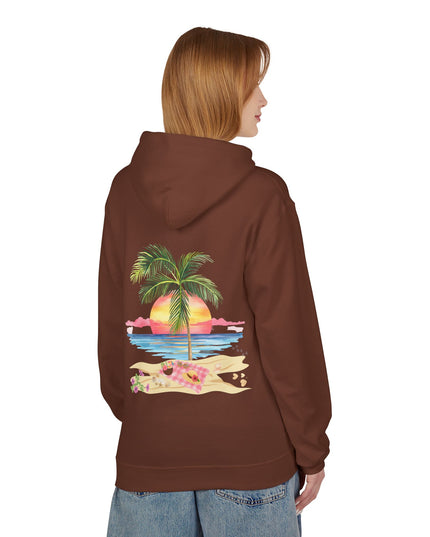 Hibiscus Hippie Designed Paradise Palm Hoodie — "Peace Love & Paradise" - Melbourne Beach Florida Sunrise Pullover