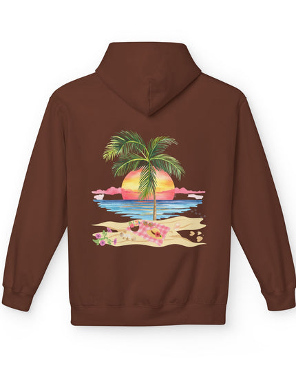 Hibiscus Hippie Designed Paradise Palm Hoodie — "Peace Love & Paradise" - Melbourne Beach Florida Sunrise Pullover